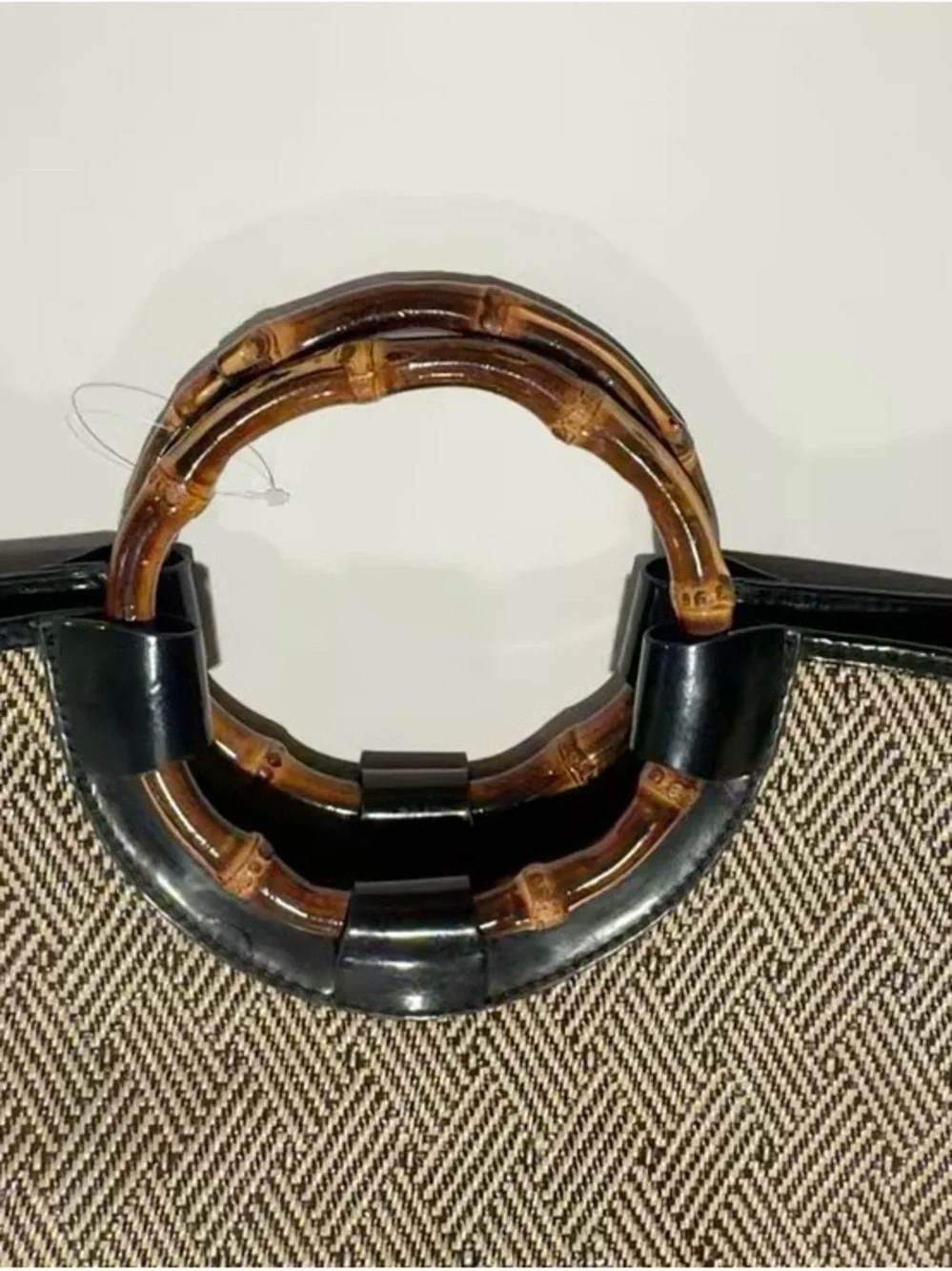Talbots Woven Straw Tote with Bamboo Handles-Excellent Condition